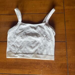 Colsie White Ribbed Cropped Tank